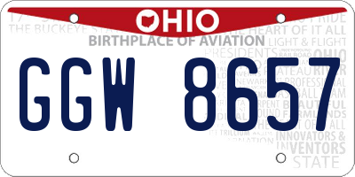 OH license plate GGW8657