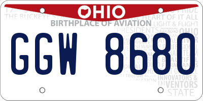 OH license plate GGW8680