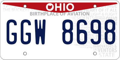OH license plate GGW8698