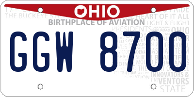 OH license plate GGW8700
