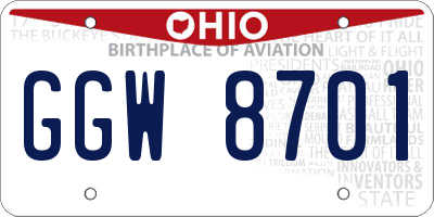 OH license plate GGW8701