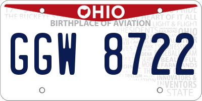 OH license plate GGW8722