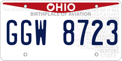 OH license plate GGW8723