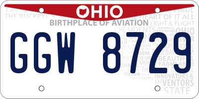 OH license plate GGW8729
