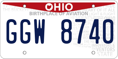 OH license plate GGW8740