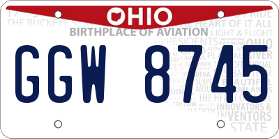 OH license plate GGW8745