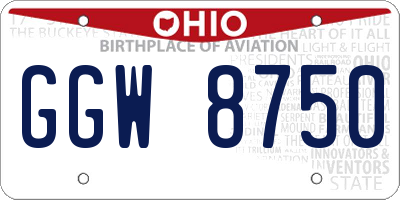 OH license plate GGW8750