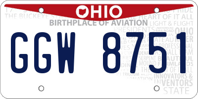 OH license plate GGW8751