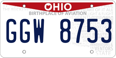 OH license plate GGW8753