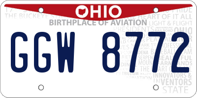 OH license plate GGW8772