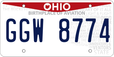 OH license plate GGW8774