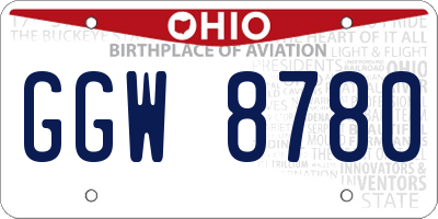 OH license plate GGW8780