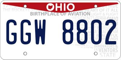 OH license plate GGW8802