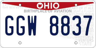 OH license plate GGW8837