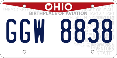 OH license plate GGW8838