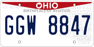 OH license plate GGW8847