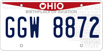 OH license plate GGW8872