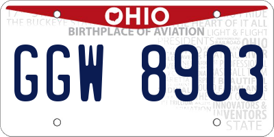 OH license plate GGW8903