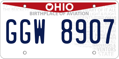 OH license plate GGW8907