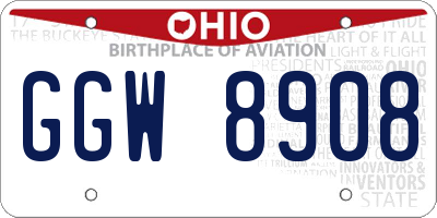 OH license plate GGW8908