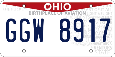 OH license plate GGW8917