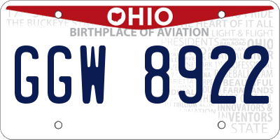 OH license plate GGW8922