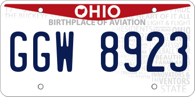 OH license plate GGW8923
