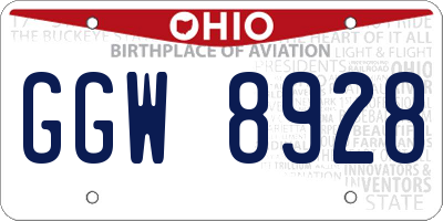 OH license plate GGW8928