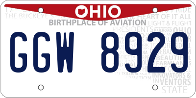 OH license plate GGW8929