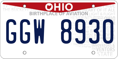 OH license plate GGW8930