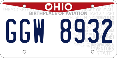 OH license plate GGW8932