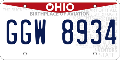 OH license plate GGW8934