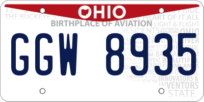 OH license plate GGW8935