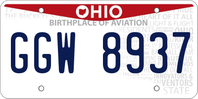 OH license plate GGW8937