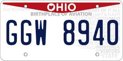 OH license plate GGW8940