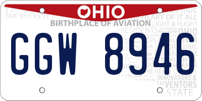 OH license plate GGW8946