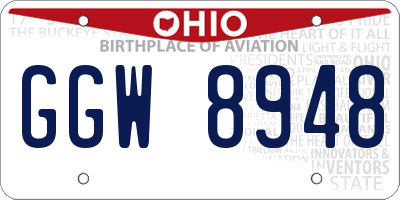 OH license plate GGW8948