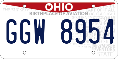 OH license plate GGW8954