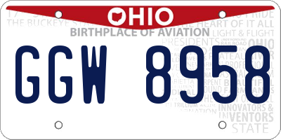 OH license plate GGW8958