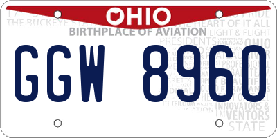 OH license plate GGW8960