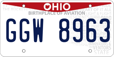 OH license plate GGW8963
