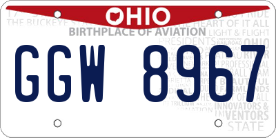 OH license plate GGW8967