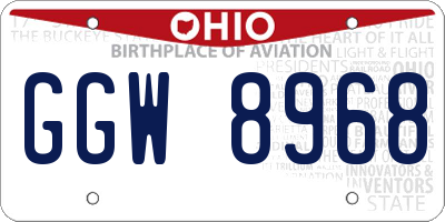 OH license plate GGW8968