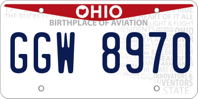 OH license plate GGW8970