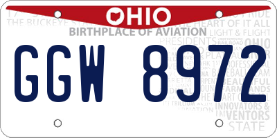 OH license plate GGW8972