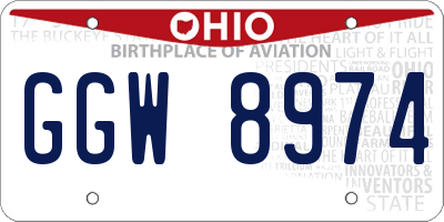 OH license plate GGW8974