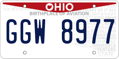 OH license plate GGW8977