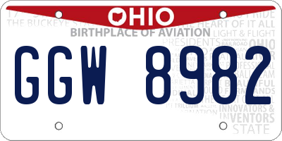 OH license plate GGW8982