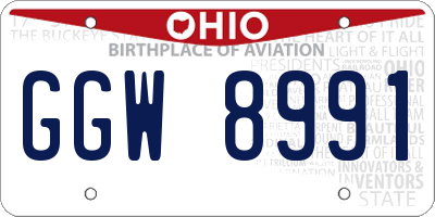 OH license plate GGW8991
