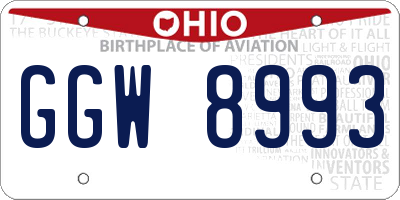 OH license plate GGW8993